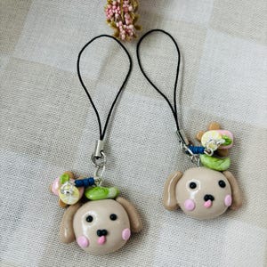Matcha Blatt Welpe Handyanhänger|Charms| handgefertigte Tonanhänger