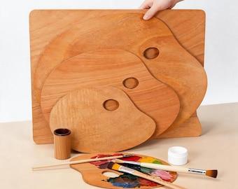 Wooden Paint Palette, Artist Paint Mixing Tray, Oil-Sealed Solid Wood Palette, Oil & Acrylic Painting Supply, Gift for Painter
