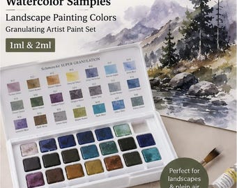 Schmincke Super Granulation Watercolor Samples, Landscape Painting Colors, Granulating Artist Paint Set 1ml & 2ml