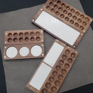 Juego de paleta de acuarela portátil de madera / Bandeja de pigmento vacía / Regalo para artistas / Caja de pintura de acuarela