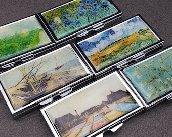 Mini Metal Storage Box, Portable Pill Case, Van Gogh Art Printed Tin Box, Travel Medicine Organizer, Gift for Art Lovers