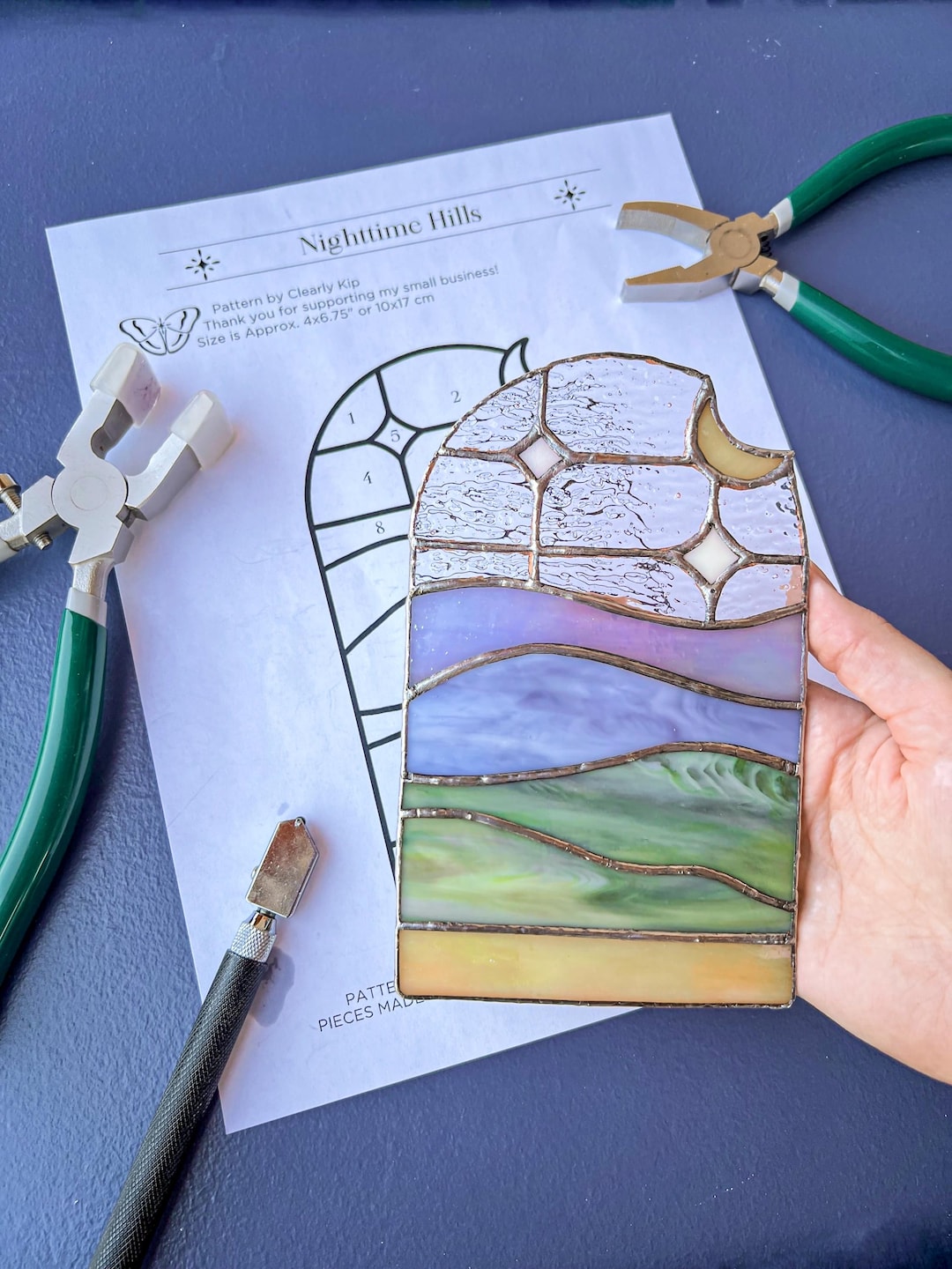 DIGITAL PATTERN Stained Glass Pattern: Landscape at Night - Etsy