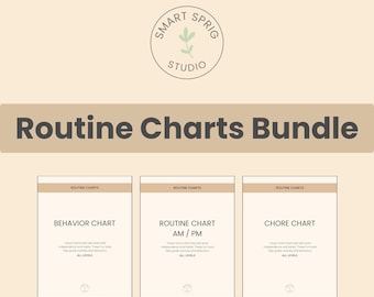 Printable Kids Routine Charts Bundle: AM/PM, Chore & Behavior (PDF Download)