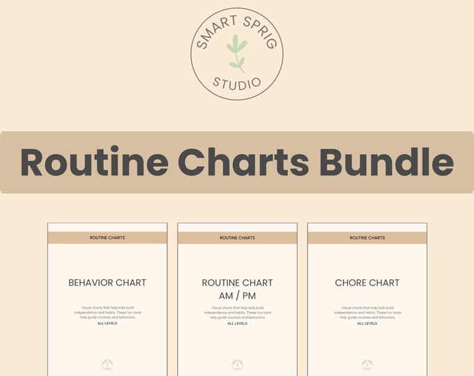 Printable Kids Routine Charts Bundle: AM/PM, Chore & Behavior (PDF Download)