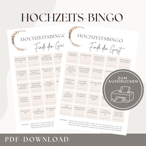 Wedding Bingo | Find the Guest | Wedding Game | Instant Download | PDF Template | DIN A4 A5 | Printable | Wedding Bingo | Wedding Games