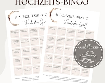 Wedding Bingo | Find the Guest | Wedding Game | Instant Download | PDF Template | DIN A4 A5 | Printable | Wedding Bingo | Wedding Games