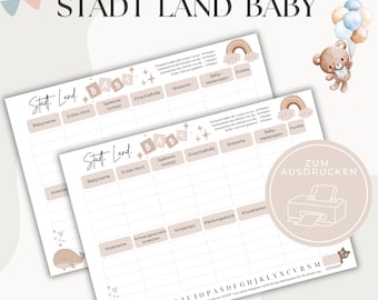 Pueblo, campo, bebé | Juego para baby shower | Baby shower bohemio | Hola bebé | Descarga digital | Juegos para baby shower | Revelación de género | Test de bebés