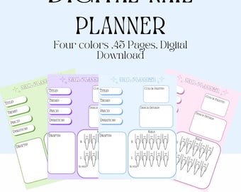 45 Page Digital Nail Planner Template, Sketchbook, Nail Design Planning Sheets, Nail Art Book