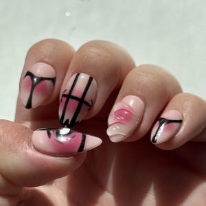 Choso jjk, jujutsu kaisen Press On Nails, False Anime Gel X Almond Short Medium Custom Nail Art Luxury Nails, Nail Art Cartoon Nails
