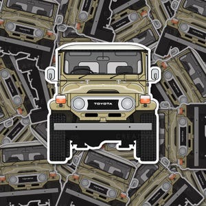 FJ40 Toyota Land Cruiser Vinyl Sticker in Beige