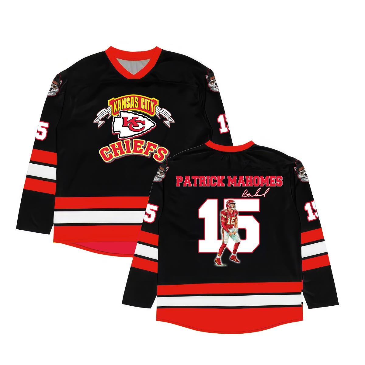 Kansas City Chiefs Patrick Mahomes Hockey Jersey NFL Custom Long