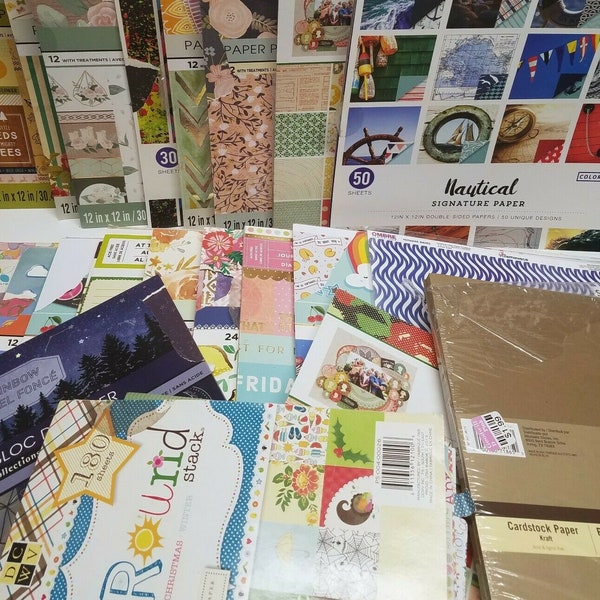 HUGE Scrapbooking Paper Pad Destash Lot - Mostly 12" x 12"
