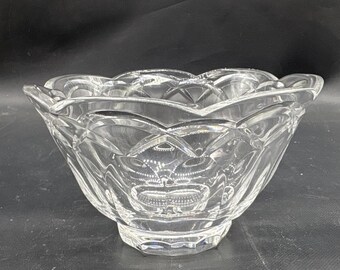 Vintage Rogaska Crystal Bowl | Signed Heavy Cut Glass | Scalloped Edge Centerpiece