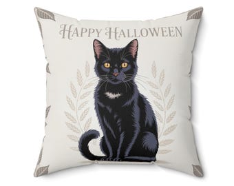 Cuscino di Halloween a forma di gatto nero: decorazione spettrale per la casa, regalo per gli amanti dei gatti