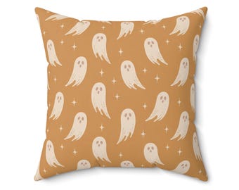 Ghost Pattern Throw Pillow: Spooky Halloween Home Decor