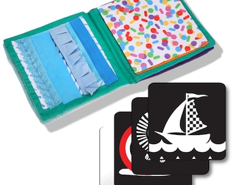 Baby Sensory Soft Book: Tummy Time Toy with High Contrast Cards, Montessory Infant Toy