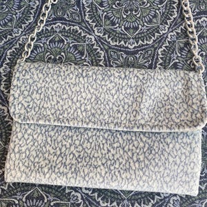 Blue Velvet Clutch Bag: Reversible Metallic Lined Shoulder Bag