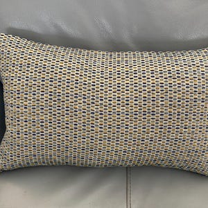 Chenille Bolster Pillow Cover: Blue Aqua Green Woven Texture (20” x 12”)