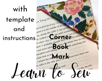 Book Mark PDF Pattern with detailed instructions and template, Sew the original Corner Bookmark digital download