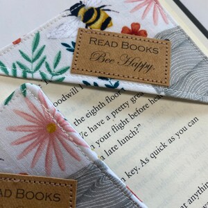 Corner Bookmark, Read Books, Bee Happy, Fabric Bookmark, small gift for Mothers Day, present for moms who like to read, bee bookmark image 9