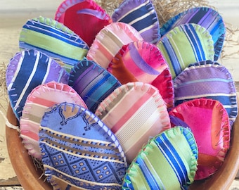 Silk Easter eggs, handmade from upcycled fabric, colorful bowl or basket filler