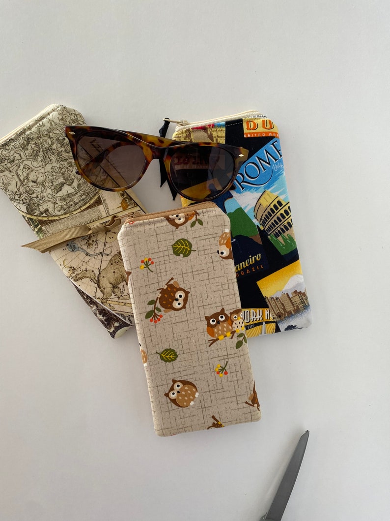 Thick padded Glasses Cases, vegan, great gift under 20 for a teacher librarian or friend, Reader Case, Sunglass Case image 2