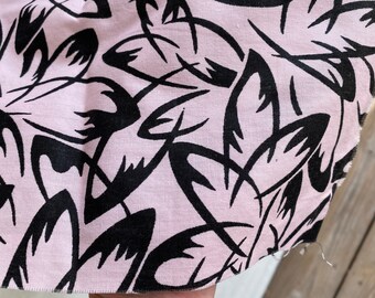 1980s Abstract Print Cotton Shirting: Blush Pink & Black Graphic