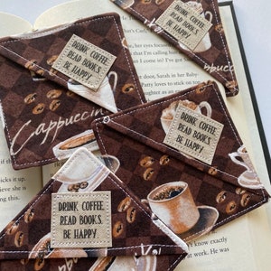 Corner Bookmark, Drink Coffee, Read Books, Be Happy, Fabric Bookmark, Gift under 10, Gift for reader, Gift for coffee lover, present image 8