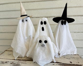 Ghost Shelf Sitters, Halloween Decor, Primitive Handmade Ghosts