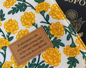 Travel gift, Jane Austen inspired passport cover for the woman going abroad, Vacation gift, Travel souvenir, Document cover