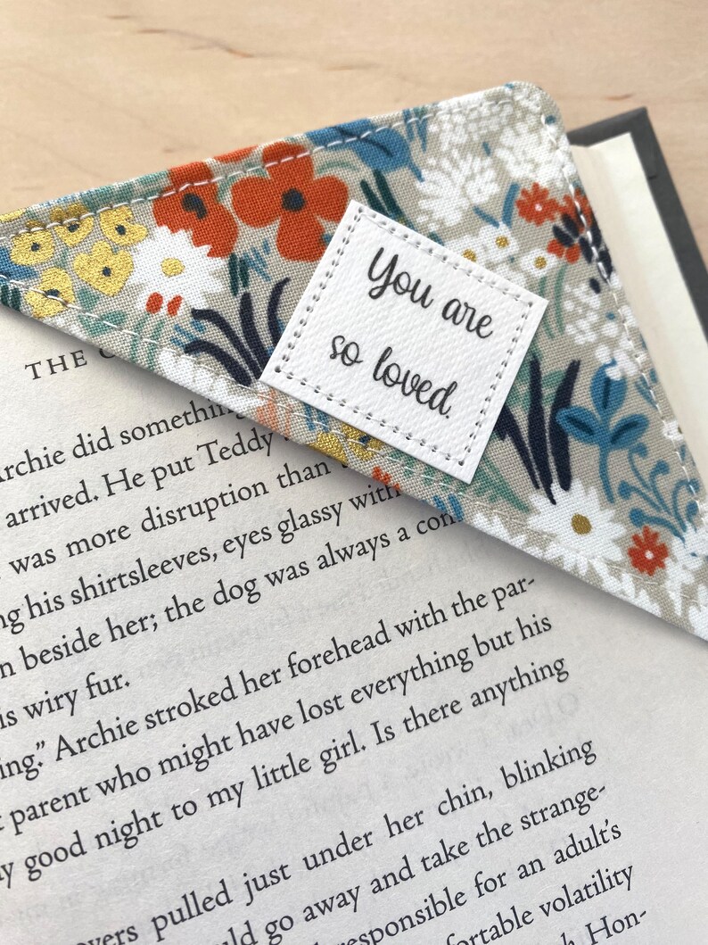 Corner Bookmark, You are So Loved, Valentine Bookmark, Fabric Bookmark, Gift under 10, Gift for reader, valentine for a book lover image 5