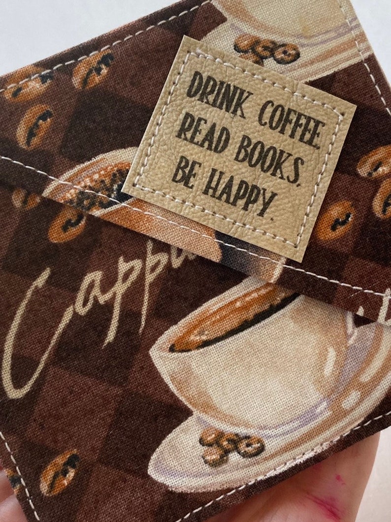 Corner Bookmark, Drink Coffee, Read Books, Be Happy, Fabric Bookmark, Gift under 10, Gift for reader, Gift for coffee lover, present image 5