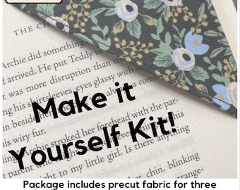 DIY Bookmark Kit, Learn to Sew, Make a Corner Bookmark yourself, beginner sewing project complete with fabric, gift for beginner sewists