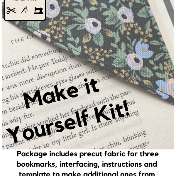 Kit de marque-pages DIY, apprenez à coudre, créez un marque-page d'angle vous-même, projet de couture pour débutant complet avec tissu, cadeau pour couturière débutante