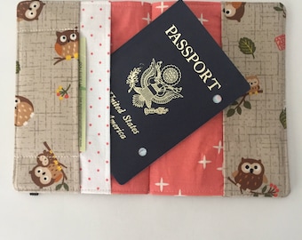 Travel Gift with Owls, Passport Holder, Gift for Her, Gift under 20, Passport Wallet, Couples Travel, Teen Travel Wallet