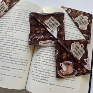 Corner Bookmark, Drink Coffee, Read Books, Be Happy, Fabric Bookmark, Gift under 10, Gift for reader, Gift for coffee lover, present image 6