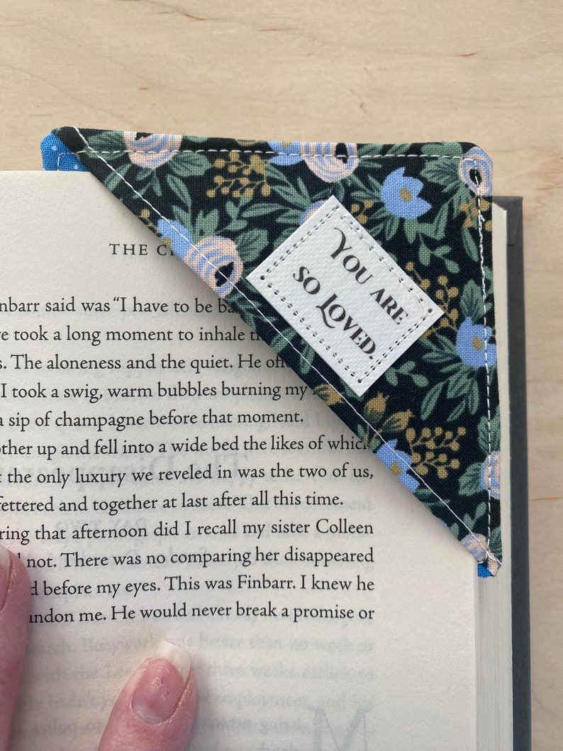 Corner Bookmark, You are So Loved, Valentine Bookmark, Fabric Bookmark, Gift under 10, Gift for reader, valentine for a book lover image 4