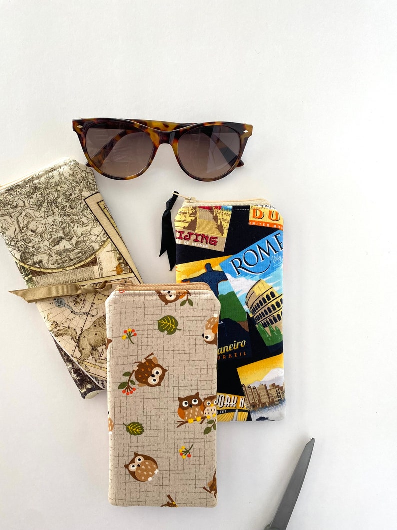 Thick padded Glasses Cases, vegan, great gift under 20 for a teacher librarian or friend, Reader Case, Sunglass Case image 1