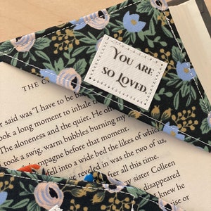 Corner Bookmark, You are So Loved, Valentine Bookmark, Fabric Bookmark, Gift under 10, Gift for reader, valentine for a book lover image 9