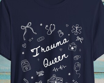 Enfermera de urgencias, camiseta de paramédico, camiseta de EMT, regalo de primeros auxilios, regalo para EMT, camiseta para paramédico, camiseta de primeros auxilios, reina del trauma,
