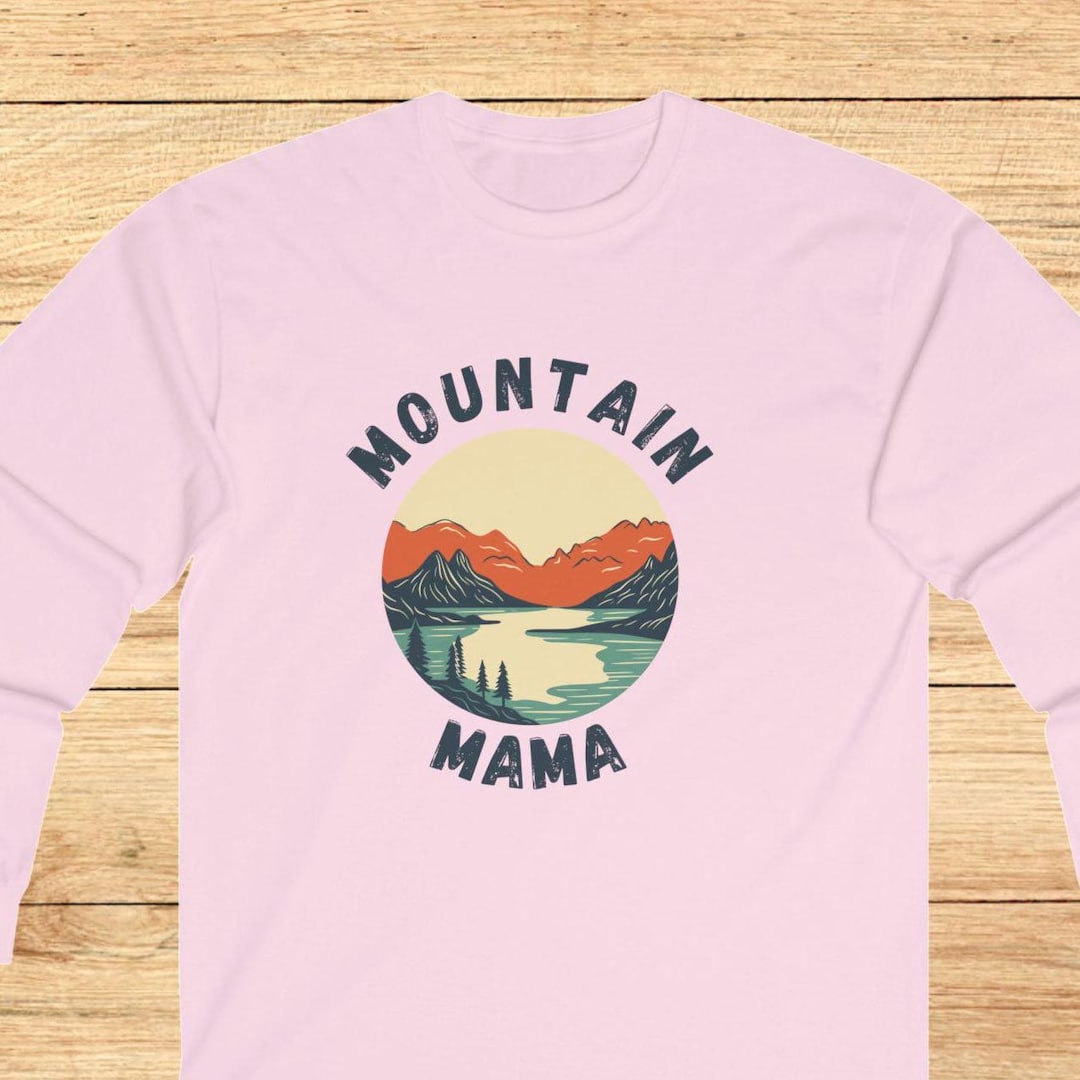 Mountain Mama Long Sleeve T-shirt Nature Lover Tee, Retro