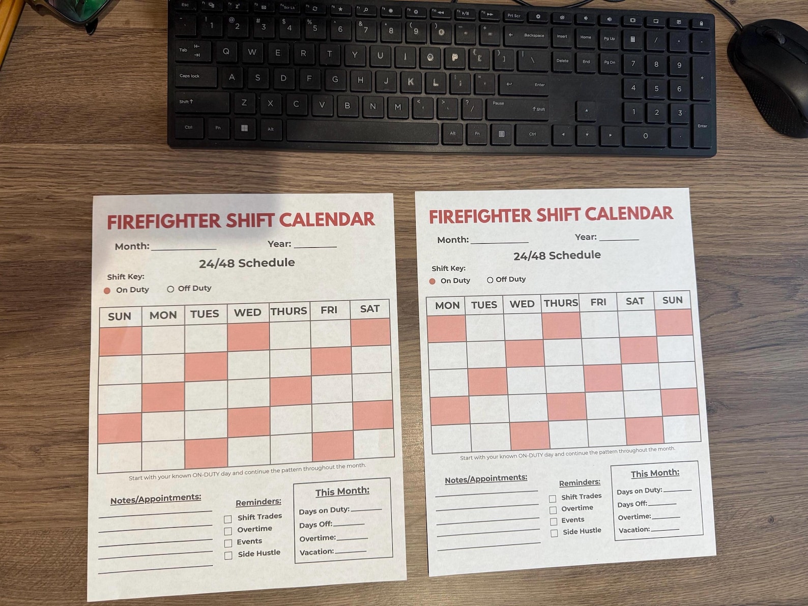 Firefighter Shift Calendar Printable | 24/48 & 48/96 Schedule | Fire ...