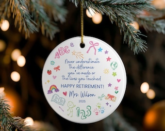 Gepersonaliseerde pensioencadeau, ornament leraar, aangepast pensioencadeau, cadeau gepensioneerde leraar, aangepast ornament voor leraar