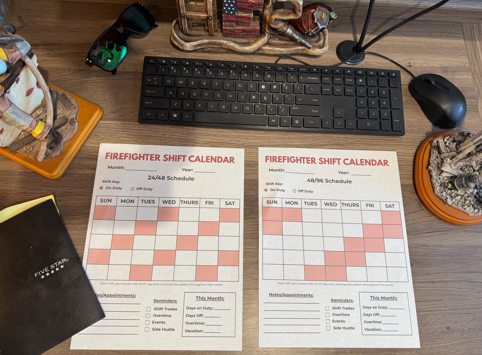 Firefighter Shift Calendar Printable | 24/48 & 48/96 Schedule | Fire ...