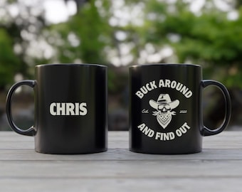 Rustic Cowboy Coffee Mug: Custom EST Date, Western Rodeo Ranch Gift, custom bachelor party gift