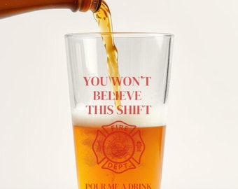 Custom Fireman gift, Firefighter Bar glass, Custom Beer glass, Personalized gift, Gift for Dad, Fathers day Gift, first responder gift