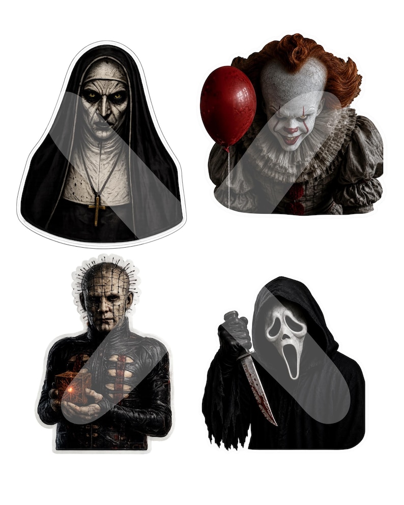 Michael Myers,Scream,Ghostface,Billy the Puppet,saw,Chucky,It Pennywise,The Ring,Freddy Krueger,The Exorcist,the nun,Anabelle,Horror Movies. Horror Movie Icons. semi-realistic horror movie PNG designs. the nun, horror movies characters, chucky stickers. horror characters,horror fan stickers,horror png,horrormovies clipart,horror legends,horror legends png,horror, png designs, freddie krueger png,horror png bundle, horror movie clipart , horror png downloads, horror png, horror movie stamps
