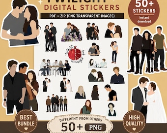 twilight Digital Stickers | Vampire Aesthetic | Printable PDF + PNG