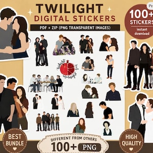 Meer dan 100 printbare Twilight-stickers | Vampier-esthetiek | Print- en knipstickers (digitale download)