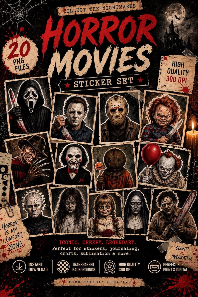 Michael Myers,Scream,Ghostface,Billy the Puppet,saw,Chucky,It Pennywise,The Ring,Freddy Krueger,The Exorcist,the nun,Anabelle,Horror Movies. Horror Movie Icons. semi-realistic horror movie PNG designs. the nun, horror movies characters, chucky stickers. horror characters,horror fan stickers,horror png,horrormovies clipart,horror legends,horror legends png,horror, png designs, freddie krueger png,horror png bundle, horror movie clipart , horror png downloads, horror png, horror movie stamps